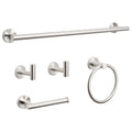 NearMoon 5 Pieces Bathroom Hardware Set SUS304 Thicken Stainless Steel-Towel Rack Kit Include 24" Towel Rod +Bath Towel Ring +Toilet Paper Holder +2 Robe Towel Hooks Bath Accessories (Nickel) - color: Brushed Nickel