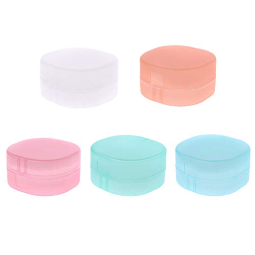 Portable Soap Box Container Round Leak Resistant Sponge for Case Travel Bathroom Soap Dish Shower Bar Soap Draining Tray Drain Holder Cover Bathroom Sink Ceramic Mount Marble Set Cup