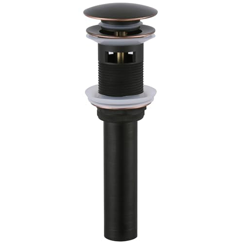Angle Simple Bathroom Sink Drain with Overflow, Brass Pop Up Sink Stopper for Sink with 1.61 to 2 Inches Drain Hole, Oil-Rubbed Bronze - color: Oil-rubbed Bronze