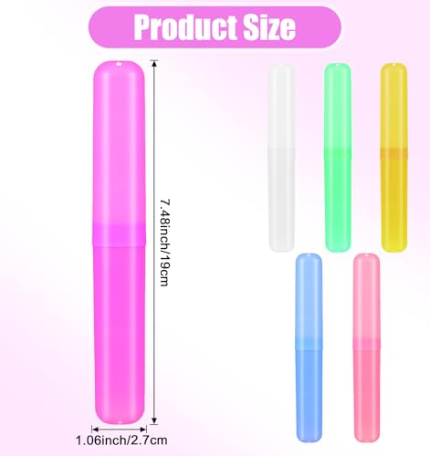 6 Pack Toothbrush Cases, Toothbrush Holders Travel Compact & Lightweight for Camping, Business Trips, School (Clear, Reusable)