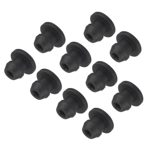 MECCANIXITY Silicone Snap in Locking Hole Plugs,Rubber Panel Seal Cover Flush Type Panel Round for Kitchen Rubber Bulkheads Waterproof Sealing Plugs 5.5mm/0.2 Inch Diameter Black,Pack of 10 - size: 5.5mm