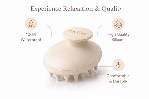 May Our Scalp Massager Shampoo Brush – Soft Silicone Head Scrubber for Relaxing Scalp Massage – for Women, Men & Kids – Wet & Dry Use