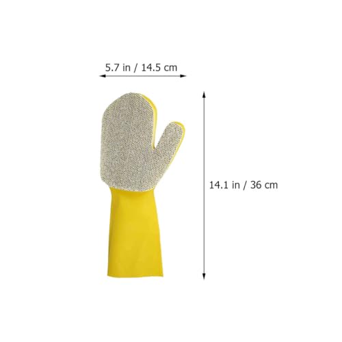 Latex Sponge Cleaning Gloves 2pcs Set Waterproof Household Dishwashing Gloves with Silver Glitter Fabric for Kitchen and Bathroom Cleaning Tasks