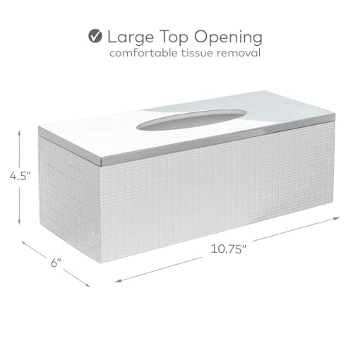 Creative Scents Estella Rectangle Tissue Box Cover - White Tissue Box Holder Rectangular - Decorative Tissue Holder for Bathroom - Elegant White Bathroom Accessories Decor - style: Rectangle Tissue Box