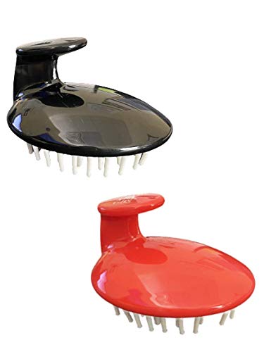G.B.S Hair Scalp Massager Shampoo Brush, Promotes Hair Growth, Improves Circulation, Reduces Stress Hair Care Tool, Black and Red