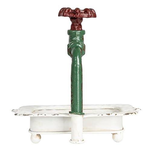 Creative Co-Op Charming Cast Iron Soap Dish with Miniature Faucet Detail - color: White, style: Soap Dish