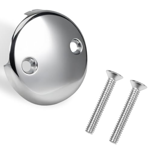 Two-Hole Bathtub Overflow Drain Cover, 3-1/8" Bathtub Drain Stopper with Two Matching Screws, Fits Most Standard Bathroom Tub (Plated Chrome) - color: Chrome Plated