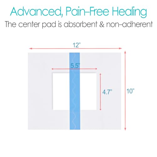 Large Incision Bandage with Center Pad 10"x12" Waterproof Bandages Wound Cover for Showering, Shower Shield Protector Water Resistant Barrier Patches Post Surgical Pacemaker Pack of 10 - size: 10"x12" (Pack of 10)