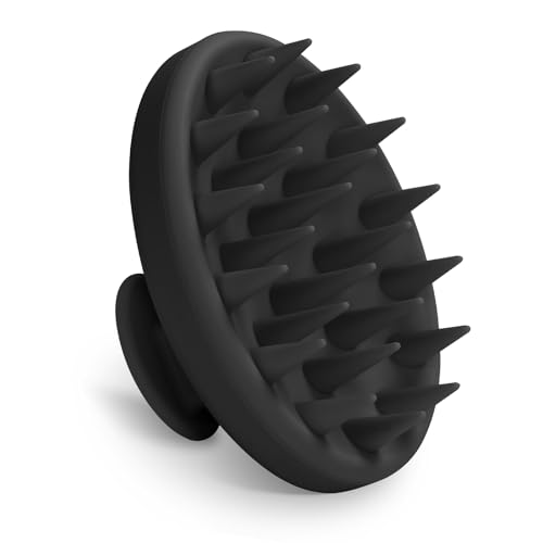 Meartchy Silicone Scalp Massager, Scalp Scrubber for Hair Growth with Soft Bristles, Scalp Exfoliator Brush Dandruff Removal Shampoo Brush for Wet Dry Scalp Care (Black) - color: Black