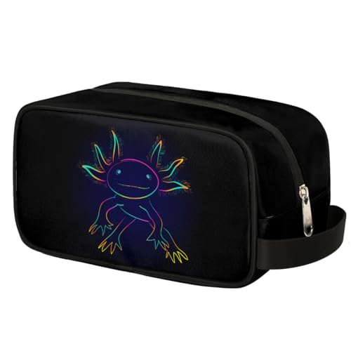 Kids Travel Toiletry Bag - Black Axolotl Waterproof Hanging Cosmetic Hygiene Bags for Boys Men - Large Shave Kit for Toiletries Accessories Bathroom Stuff - color: Black Axolotl