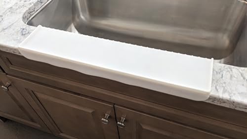 SiliProducts SiliSink XL Silicone Edge Guard for Kitchen Sink - Fits 3.75” - 4” Wide - The Original Silicone Sink Edge Protector with Sponge Caddy - Splash Guard, 20” White - color: White, size: 4in x 20in