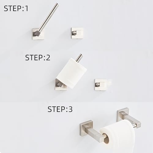 Toilet Paper Holder Wall Mount, Brushed Nickel Bathroom Toilet Paper Holder for SUS 304 Stainless Steel, Double Post Pivoting Square Toilet Paper Roll Holder for Bathroom RV Paper Towels for TP - color: Square Brushed Nickel