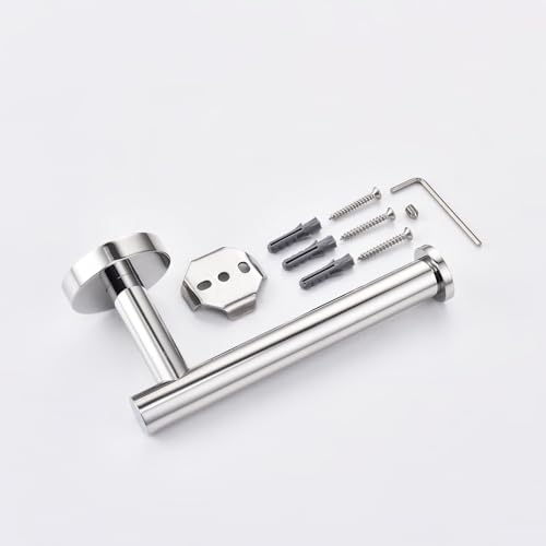 TASTOS Polished Chrome Toilet Paper Holder SUS304 Stainless Steel, Modern Round Tissue Roll Holders Wall Mount, Toilet Paper Roll Dispenser Bathroom 5 inch TP Holder for Kitchen Washroom - color: Polished Chrome