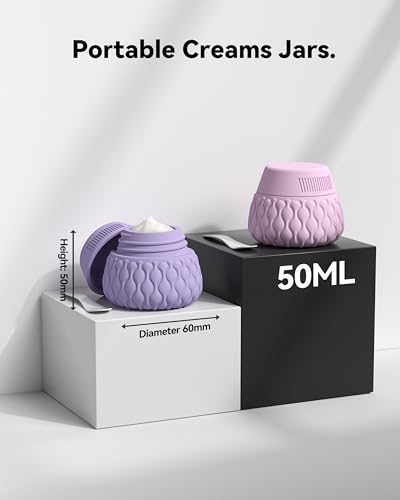 Silicone Travel Bottles for Toiletries 8 Pack Travel Size Toiletries 3.4 oz 1.7 oz, Leakproof Squeeze Travel Size Containers Refillable Cosmetic Jars Set for Shampoo, Conditioner, Creams - color: Purple-3.4oz/1.7oz