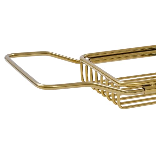 Stainless Steel Bathtub Tray with Removable Marble Board,Extendable Rectangular Bathtub Tray,Adjustable Bath Caddy Board for for Bath Bombs, Spa, Shower (Golden+Green) - color: Golden+green