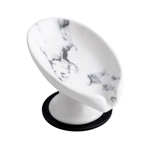 Agyiuns Soap Dish, Marble Soap Holder Self Draining Leaf Shape Soap Dishes,Ceramic soap Holder for Shower，Bathroom Sink, Kitchen (1, Marble) - color: Small Size-marble