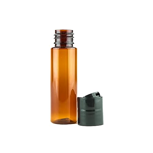 Plastic Amber Bottles (Pack of 48) - 1oz Amber Plastic Bottle with Screw Caps; Used as Reusable Shampoo, Lotion, Travel and Body Wash Container - size: 1 oz 48 pack