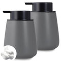 12Oz Hand Soap Dispenser Set - 2 Pack Ceramic Foam Soap Dispenser Set with Easy-to-Press Black Pump, Refillable Mordern Foaming Dish Soap Dispensers for Bathroom & Kitchen (Grey, Foam Pump) - color: Grey Foaming Dispenser