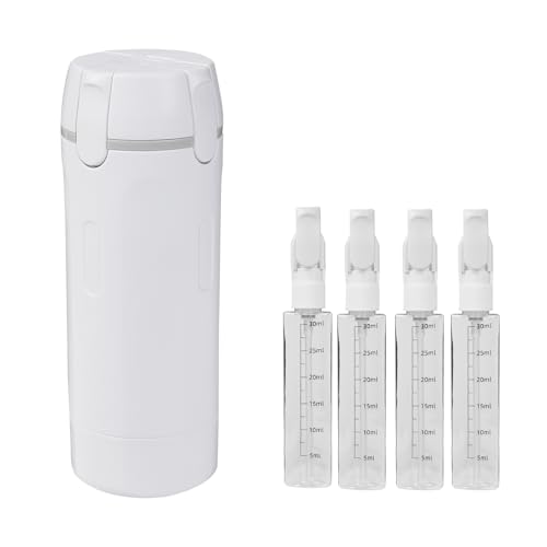 4 in 1 Travel Dispenser Bottle Refillable Leak Proof and Portable for Shampoo, Conditioner, Shower Gel & Toiletries Perfect for Vacation, Camping & Gym. (White) - color: White