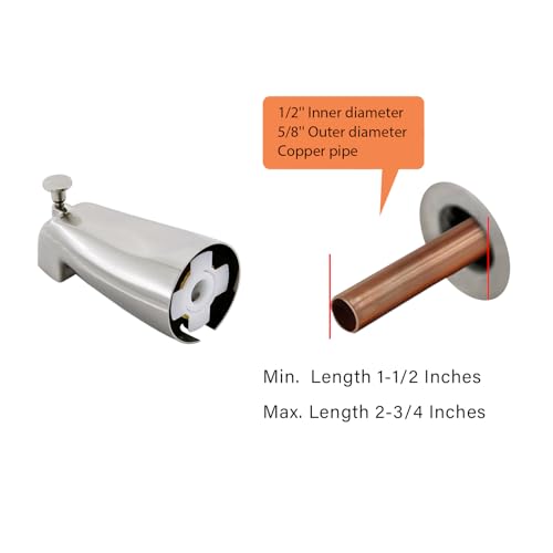 Slip Fit Tub Spout with Pull-Up Diverter for 1/2 inch Copper Tube, Brushed Nickel - color: Brushed Nickel
