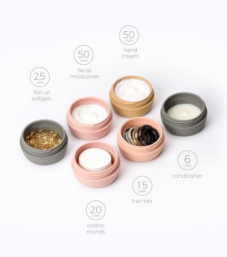 TakeToday Travel Containers for Toiletries, 2oz, 4 Pack, Apricot | Air Travel Leak-Proof, TSA Approved, Silicone Jars with Lid, for Cosmetics & Toiletries - color: Apricot