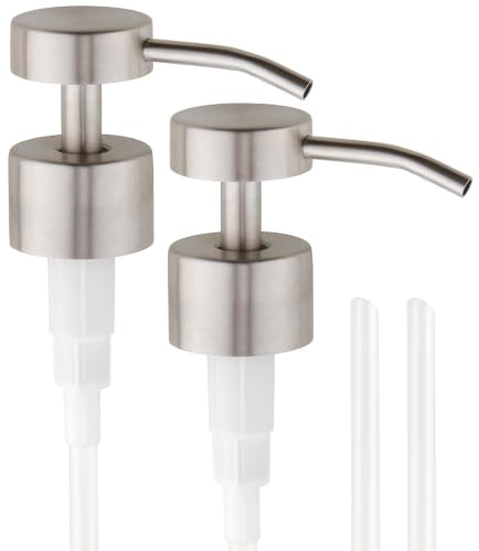 Soap Dispenser Pump | Stainless Steel Replacement | Durable, Rustproof | for Glass & Plastic Bottles with 28mm 28/400 Thread - 2 Pack (Brushed Silver) - color: Brushed Silver