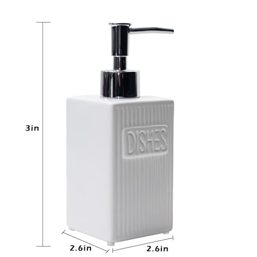 Ceramic Soap Dispenser Set, 2 Pack Hand and Dish Soap Dispenser with Funnel for Kitchen and Bathroom, White - color: White
