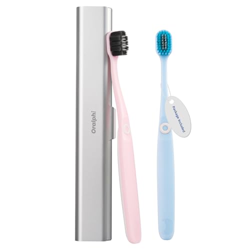 Aluminum Toothbrush Travel Case with 2 Soft Bristle Toothbrushes, Portable Complete Toothbrush Travel Kit, Toothbrush Holder for Bathroom, Camping, Business Trip - color: Fresh & Clean Toothbrush, size: 1 Pack (Standard)