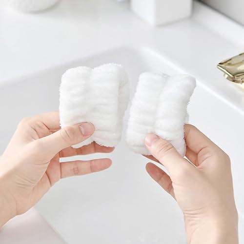 3 Pieces Face Wash Headband and Wristband Set, Makeup Skincare Headbands Spa Headband Towel for Women Skin Care Bath Wrist Bands for Washing Face (White) - color: White