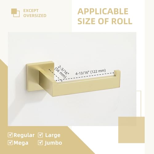 Angle Simple Toilet Paper Holder, SUS304 Stainless Steel Bathroom Tissue Holder, Open Arm Paper Roll Hanger Wall Mount, Brushed Gold - color: Brushed Gold