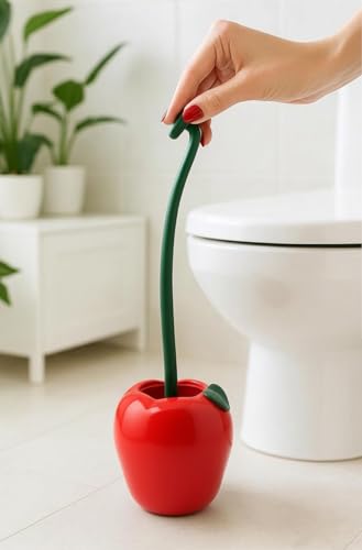 Deep & Sturdy Toilet Bowl Brush with Holder - Apple Bowl Brush - Durable Scrubbing - Toilet Cleaners - Household Essentials - Bathroom Cleaner - Cleaning Supplies - Household Supplies - color: Apple