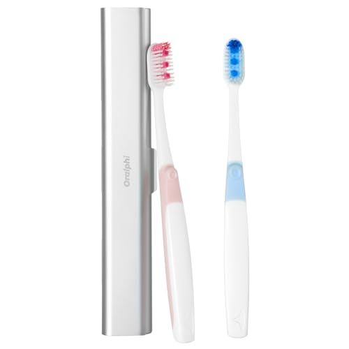 Aluminum Toothbrush Travel Case with 2 Medium Bristle Toothbrushes, Portable Complete Toothbrush Travel Kit, Toothbrush Holder for Bathroom, Camping, Business Trip - color: Medium Toothbrush, size: 1 Pack (Standard)