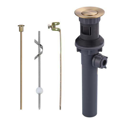Bathroom Sink Drain with Lift Rod, Brushed Gold Sink Drain with Overflow, ARCORA Drain Stopper for Vessel Sink - color: Brushed Gold-1 Pack, style: Lift Rod With Overflow