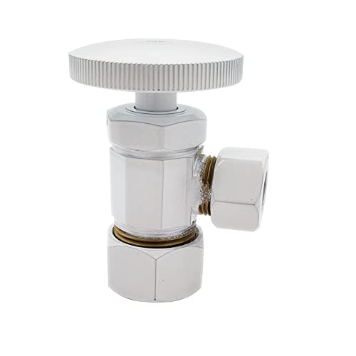Westbrass D105-50 Round Handle Angle Stop Shut Off Valve, 1/2" Copper Pipe Inlet with 3/8" Compression Outlet, Powder Coat White - color: Powder Coat White, size: 1 Pack