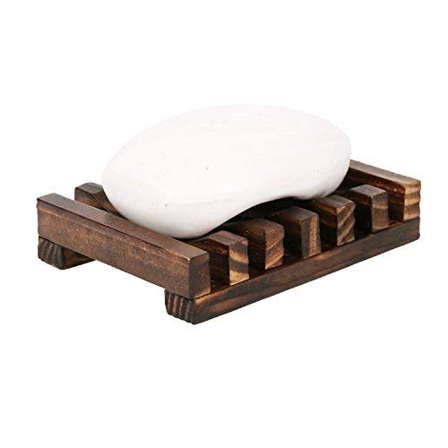Anwenk Soap Dish Wooden Soap Saver Holder Soap Tray for Bathroom Shower Rectangular Sink Drainer Hand Craft for Soap,Sponges and More (2 Pack) - color: 2pack-bronze