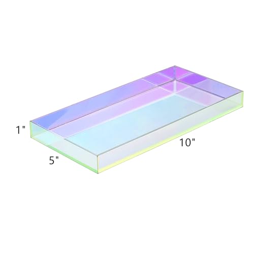 ROYALITA Acrylic Tray Bathroom Tray for Countertop, Guest Towel Holder Tray for Napkin Perfume Jewelry Makeup, Vanity Trays for Soap Dispenser, Aromatherapy, Cup & Candle, Iridescent - color: Iridescent