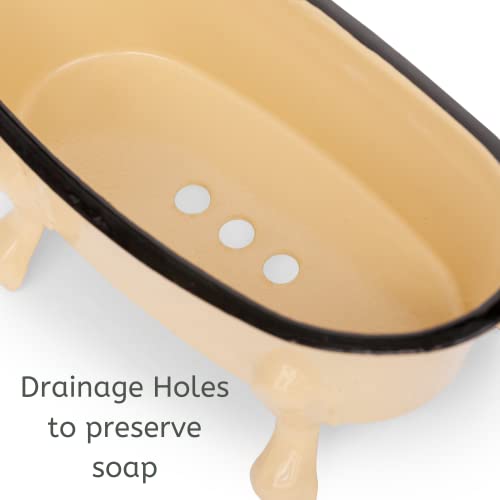 Rustic Enamel 1 Piece 5.5" Metal Clawfoot Mini Bathtub Soap Dish Mini Bath Tub Decoration Clawfoot Tub Soap Caddy Lemon - color: Lemon