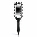 Curl Defining Brush for Curly Hair, Vented Detangling Hair Brush for Wet and Dry Styling, Curved Brush for Shaping and Smoothing Curl Clumps, Lightweight Hair Brush （Black） - color: Solid black