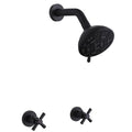 2 Handle Shower Faucet,Wall Mounted Two Handles Shower Faucet Set with 8 Modes Rainfall Shower Head,2 Knobs Single Function Shower Trim Kit with Rough-in Valve,Matte Black - color: Matte Black, style: 2 Handles-Single Function