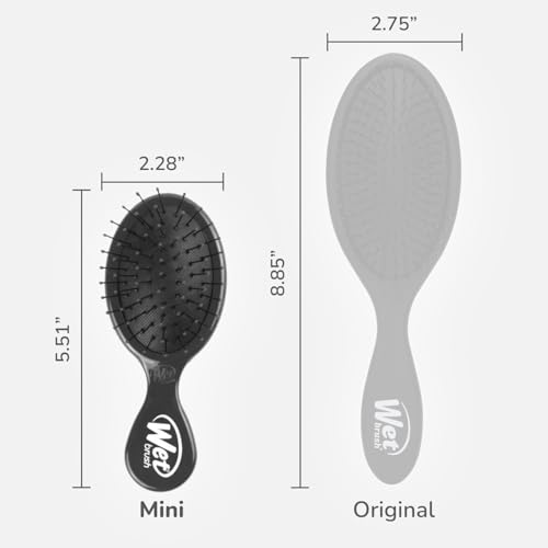 Wet Brush Detangling Brush, Mini Detangler (Black), Wet & Dry Tangle-Free Hair Brush for Women & Men, No Tangle, Soft and Flexible Bristles for Straight, Curly, and Thick Hair - color: Black, size: 1 Count (Pack of 1)