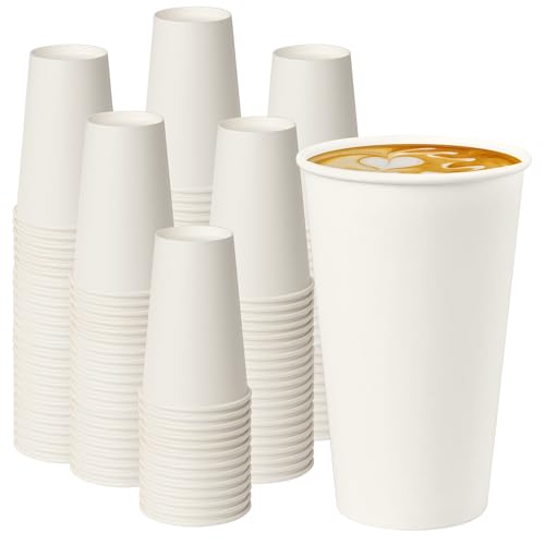 16 oz White Paper Coffee Cups, Disposable Hot Drink Cups for Coffee, Tea, Cocoa, Water, 200 Pack - color: White, size: 16 oz