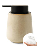 Bosilunlife Ceramic Foaming Soap Dispenser - 12Oz Bathroom Countertop Kitchen Dish Soap Pump Dispenser Foam Soap Dispenser - Greige with Speckle - color: Greige