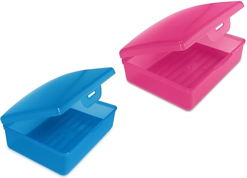 American Comb Travel Soapbox, Durable Storage Container, Multiple Colors, Made in USA (1, Blue & Pink) - color: Blue & Pink