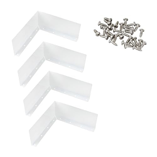 4 Pcs Gutter Valley Splash Guards Downspout Roof Rain Diverter White Gutter Valley Splash Guards with 32 Screws, Suitable for Corners of Residential Roofs (Foldable)