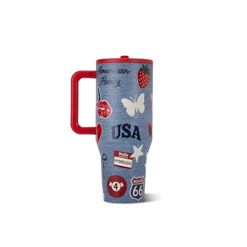 HydroJug Traveler 32oz, Insulated Tumbler with Handle & Straw, American Honey - color: American Honey, size: 32 Ounces