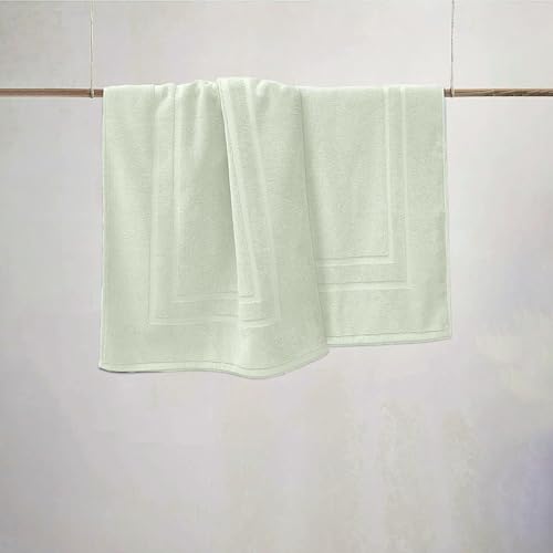Feather & Stitch 2 Piece Towel Like Bath Mats (30x21 Inch) 100% Cotton Terry Bath Mats, Bathroom Shower Floor Mats [NOT A Bathroom Rug], Soft Absorbent Washable Mats - Frost - color: Frost