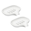 SUBEKYU Silicone Soap Dish for Bathroom,Bar Soap Holder for Shower with Draining Tray, Waterfall Soap Tray for Kitchen Sink, Set of 2 (2 * White) - color: 2 * White
