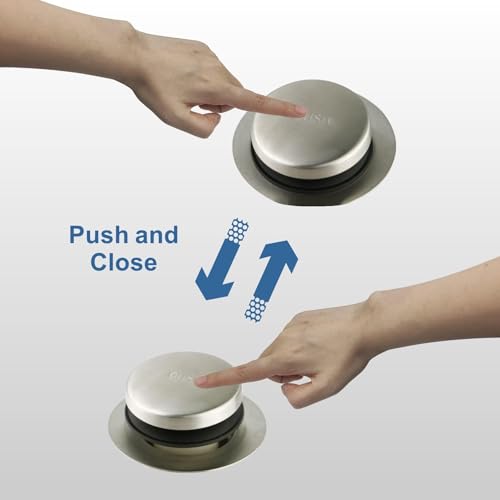 Brushed Nickel Tub Drain Tip-Toe Tub Trim Set Conversion Kit Assembly, Hidrop Bathtub Drain Replacement Trim Kit with 2-Hole Overflow Faceplate and Universal Fine/Coarse Thread, Brushed Nickel - color: Brushed, style: 2 Holes