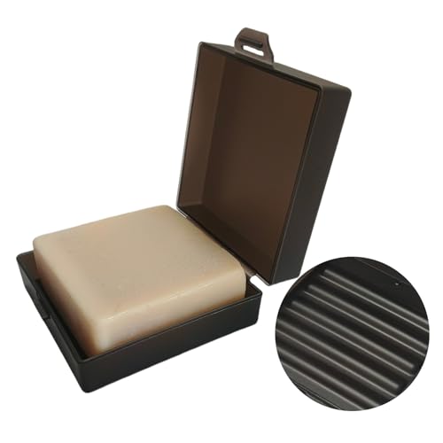 Square Soap Dishes Holder for Shower Travel Soap Container with Lid Lightweight Waterproof Soap Box for Dr. Squatch Men's Soap Bar for Traveling Toiletry Gym Bathroom (Transparent black) - color: Transparent black