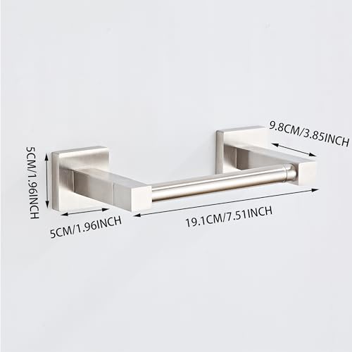 Toilet Paper Holder Wall Mount, Brushed Nickel Bathroom Toilet Paper Holder for SUS 304 Stainless Steel, Double Post Pivoting Square Toilet Paper Roll Holder for Bathroom RV Paper Towels for TP - color: Square Brushed Nickel